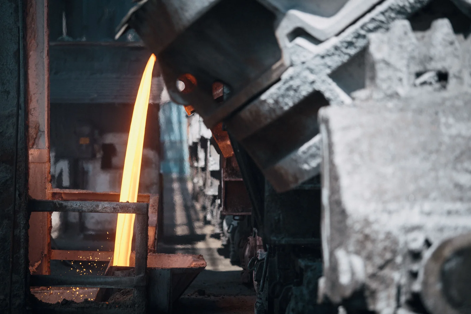 Illustrative image of molten metal in a steel facility