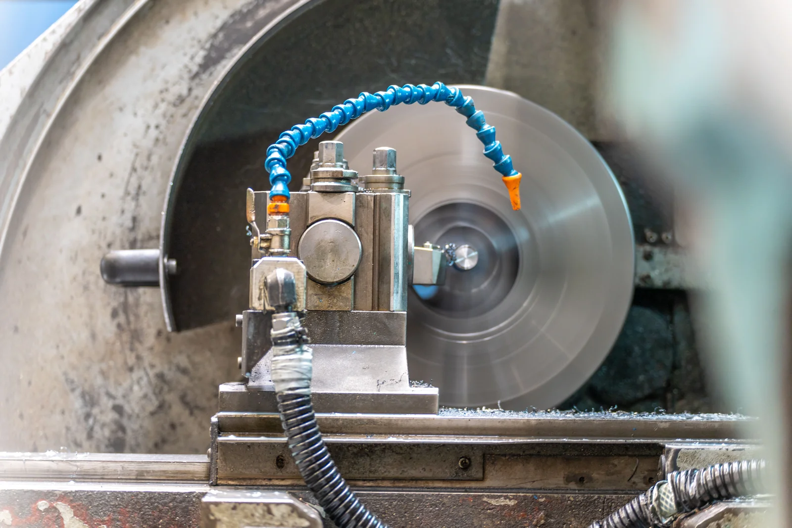 Detail of an industrial lathe